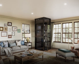 Ascenseur élégant avec intérieur en bois à Abuja